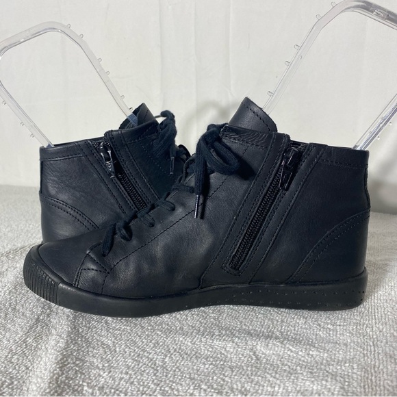 Softinos Black Leather Lace Up High Top Sneakers - Picture 9 of 12